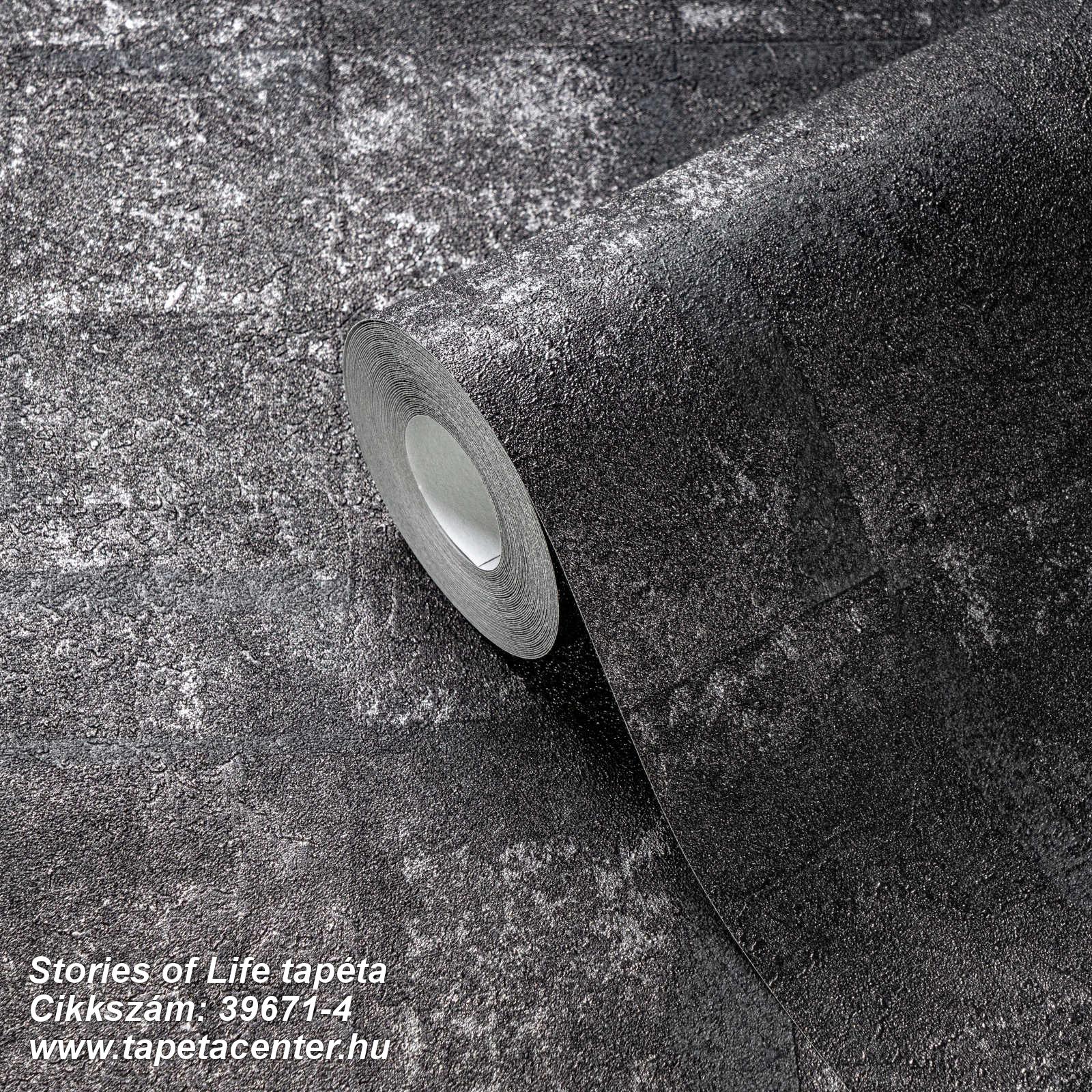 Beton,geometriai mintás,kőhatású-kőmintás,ezüst,fekete,szürke,súrolható,vlies tapéta 